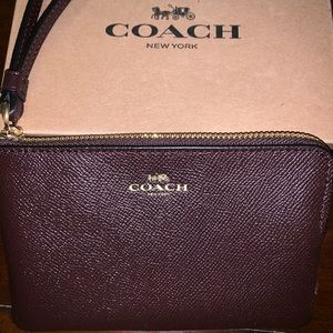 Brown Leather Coach Wristlet